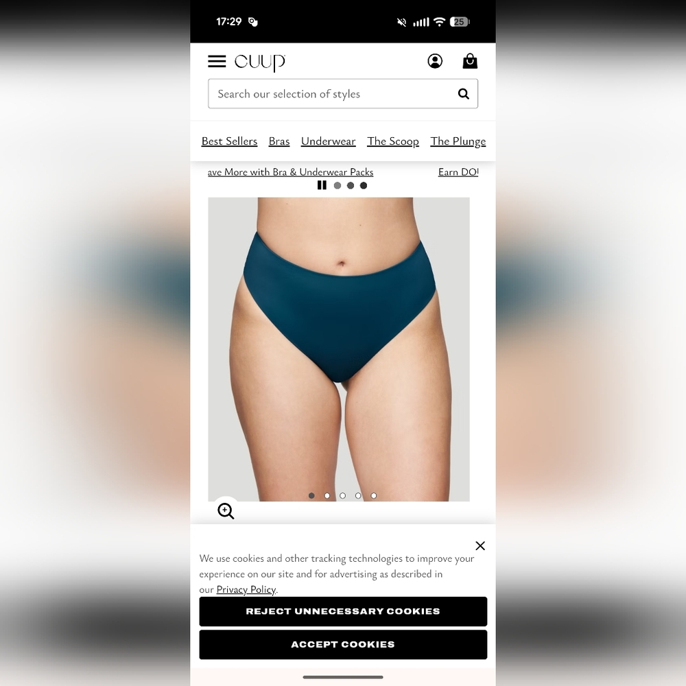 Cuup Teal High-Waisted Swim Bottom Unopened